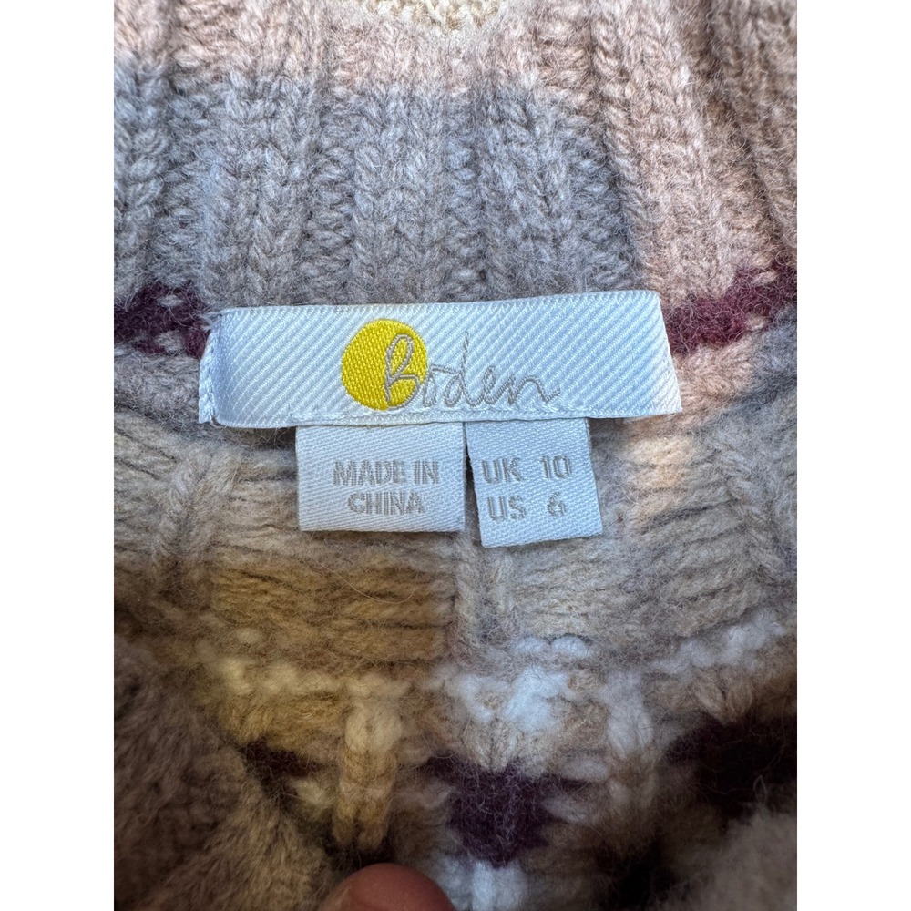 Boden Fair Isle Sweater Womens US 6 UK 10 Wool Alpaca Nordic Winter Cozy Cream - Picture 3 of 9